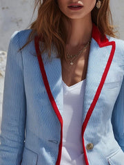 Alice | Blazer retro a rayas con bloques de color y 3 bolsillos