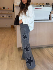 JEANS RECTOS CON PRINT DE ESTRELLAS