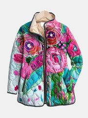 Agnieszka | chamarra acolchada para dama acuarela floral, multicolor