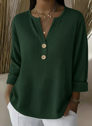Lucía | Blusa Henley de Textura Waffle con Botones