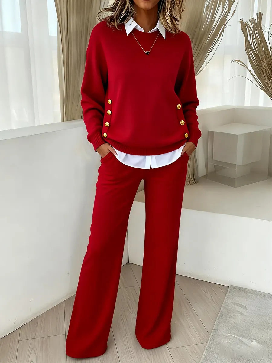 Valentina | Conjunto de dos piezas para mujer: suéter cómodo y pantalón.