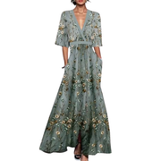 Noelle | Vestido de Primavera Floral con Escote en V