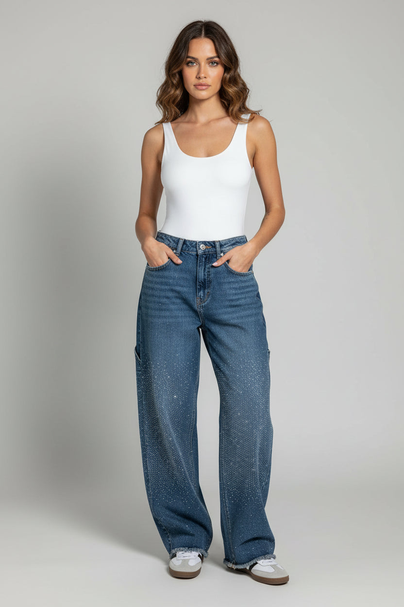 JEANS BALLOON CON EFECTO BRILLO