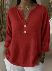 Lucía | Blusa Henley de Textura Waffle con Botones