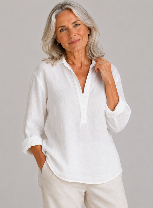 Andrea | Blusa elegante de lino para el verano