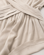 Alvara | Vestido Midi con Escote en V, Manga Corta y Cintura Cruzada