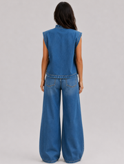 Conjunto de Mezclilla Azul Marino Minimalista
