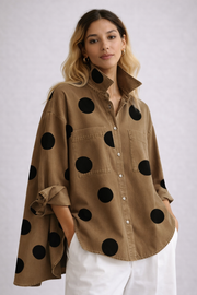 CAMISA DENIM OVERSIZE CON LUNARES