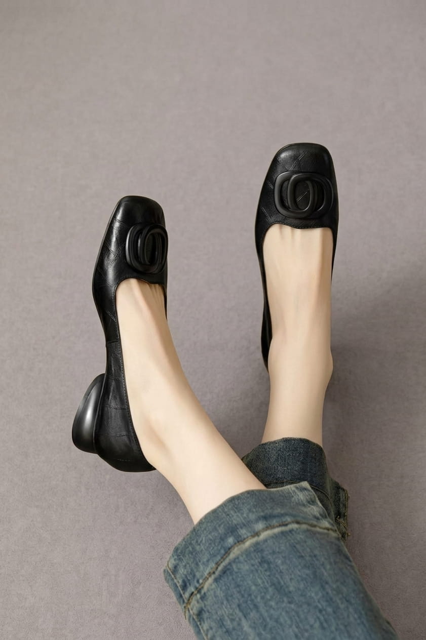 Chiara | Flats de Piel Vegana con Punta Cuadrada