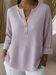 Lucía | Blusa Henley de Textura Waffle con Botones