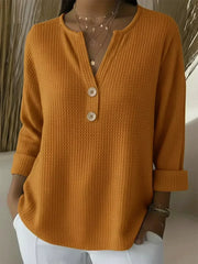 Lucía | Blusa Henley de Textura Waffle con Botones