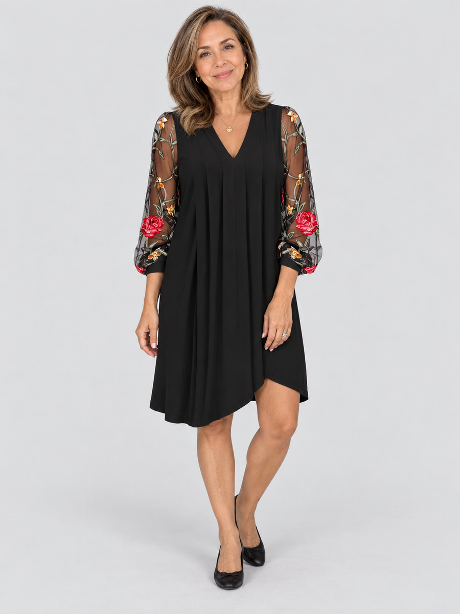 Camille | Vestido elegante con mangas floridas