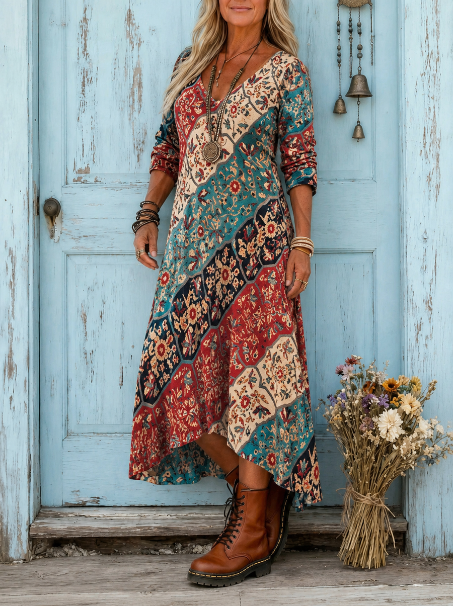 Lidia | Vestido largo fluido de otoño