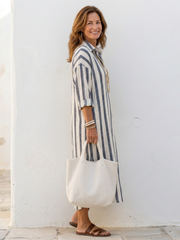 Níjar | Vestido midi de rayas con manga larga tipo camisa