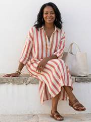 Níjar | Vestido midi de rayas con manga larga tipo camisa