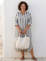 Níjar | Vestido midi de rayas con manga larga tipo camisa