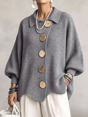Victoria | Cárdigan oversize con botones dorados grandes