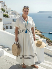 Seren | Vestido midi de manga corta con escote en V y estilo envolvente