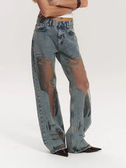 JEANS AZULES CON EFECTO TRANSPARENTE