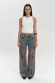 JEANS AZULES CON EFECTO TRANSPARENTE
