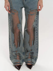 JEANS AZULES CON EFECTO TRANSPARENTE