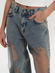 JEANS AZULES CON EFECTO TRANSPARENTE