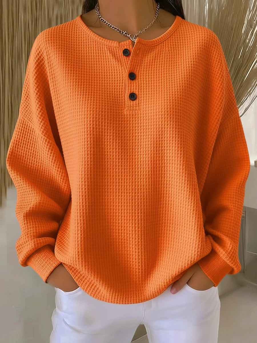 Milagros | Sudadera Henley de Textura Waffle