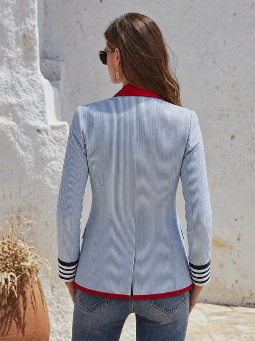 Alice | Blazer retro a rayas con bloques de color y 3 bolsillos