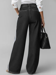 PANTALÓN DENIM WIDE LEG CON FRANJAS LATERALES