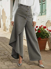 PANTALON DENIM CON VOLANTE