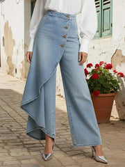 PANTALON DENIM CON VOLANTE