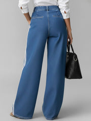 PANTALÓN DENIM WIDE LEG CON FRANJAS LATERALES