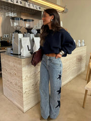 JEANS RECTOS CON PRINT DE ESTRELLAS