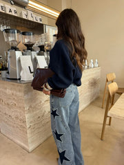 JEANS RECTOS CON PRINT DE ESTRELLAS