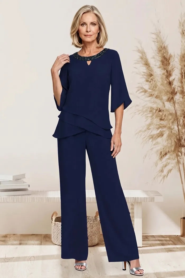 Miranda | Conjunto Elegante de Gasa con Pantalón Holgado